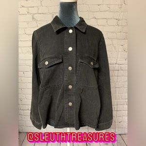 Women’s Madewell Denim Shirt Long Sleeve Jacket in Black Rossling Wash Size M